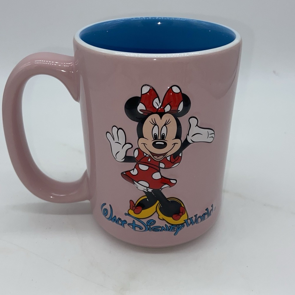 Disneyland Resort Minnie Mouse 3-D‎ Relief Coffee Cup Mug Pink Authentic Disney